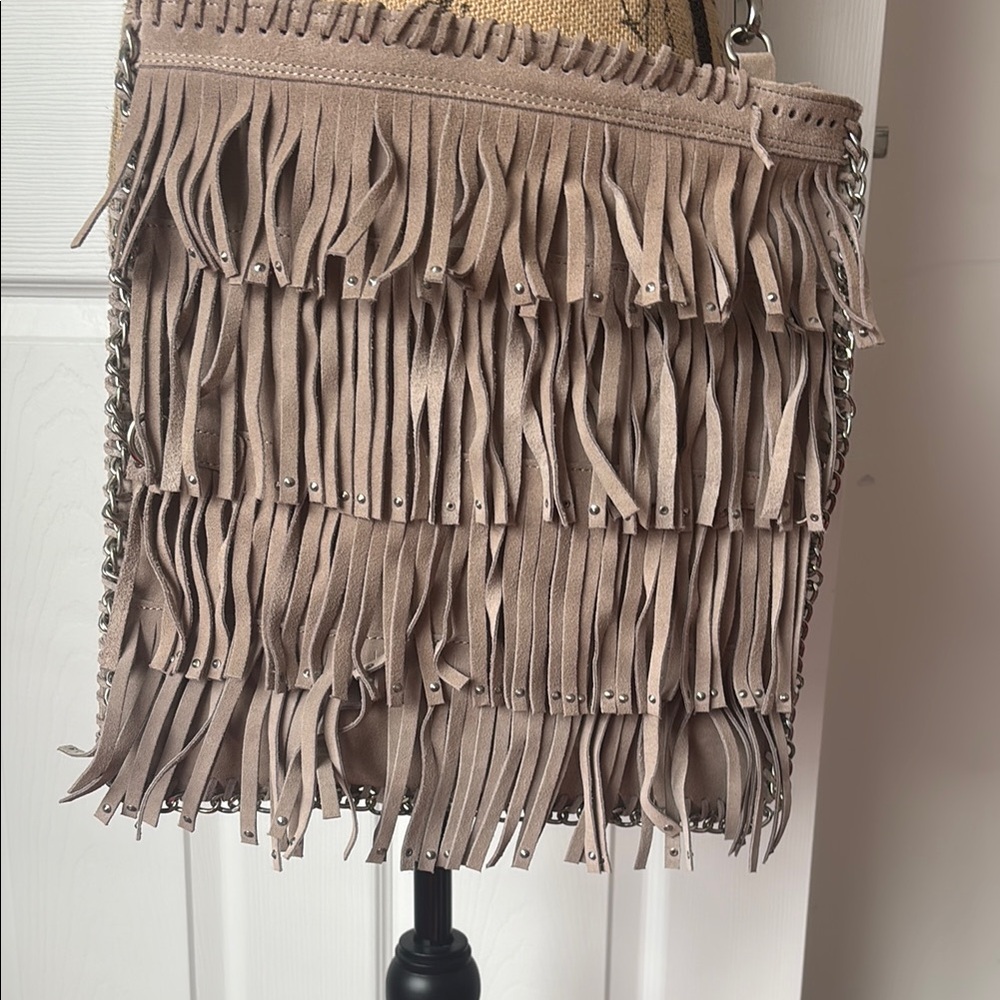 Fringe Tan Convertible Shoulder Bag/small clutch